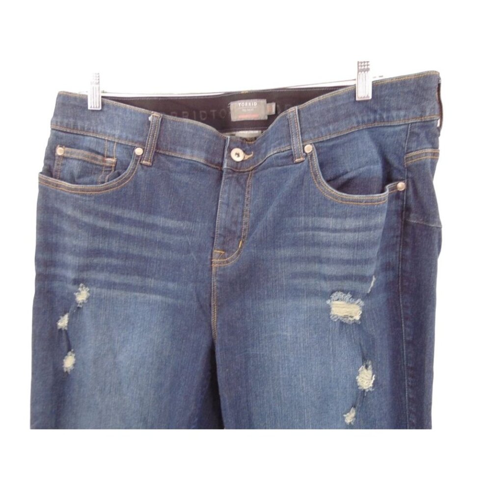 Torrid Bombshell Skinny Dark Blue Jeans 22T 22 Tall Stretch Denim Distressed - Picture 11 of 15